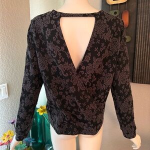 Black Floral Long Sleeve Top